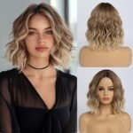 14-Inch Ombre Blonde Wavy Bob Wig for Women