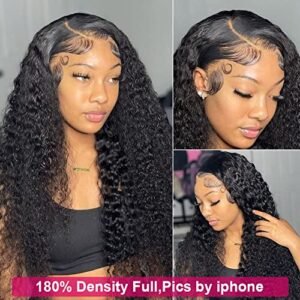 180 Density HD Lace Front Deep Wave Wig - Natural Black