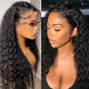 180 Density HD Lace Front Deep Wave Wig - Natural Black