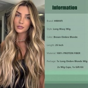 26" Ombre Blonde Wavy Wig - Elegant & Comfortable