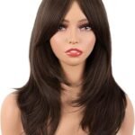 MapofBeauty 20 Inch Brown Layered Bangs Synthetic Wig