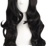 MapofBeauty 24 Inch Black Wavy Synthetic Hair Wig