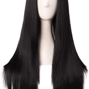 MapofBeauty 28” Long Black Straight Synthetic Wig