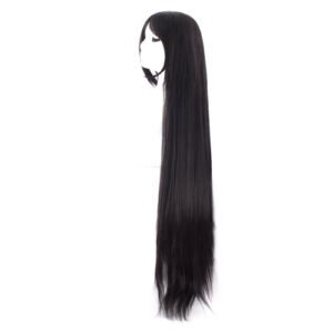 MapofBeauty 40" Black Oblique Bangs Cosplay Wig